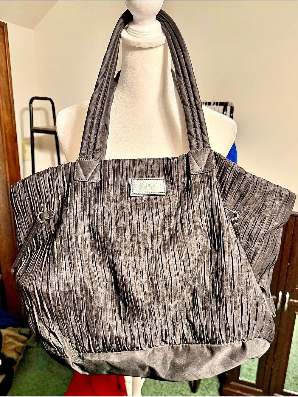 Victoria's Secret Ruched Tote in Black